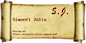 Simonfi Júlia névjegykártya