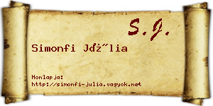 Simonfi Júlia névjegykártya
